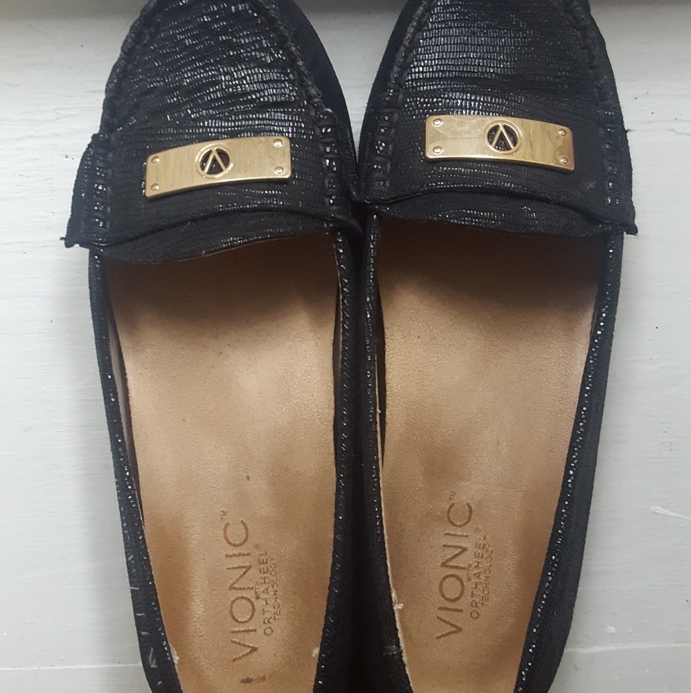 Black Vionic Flats, Size 8.5